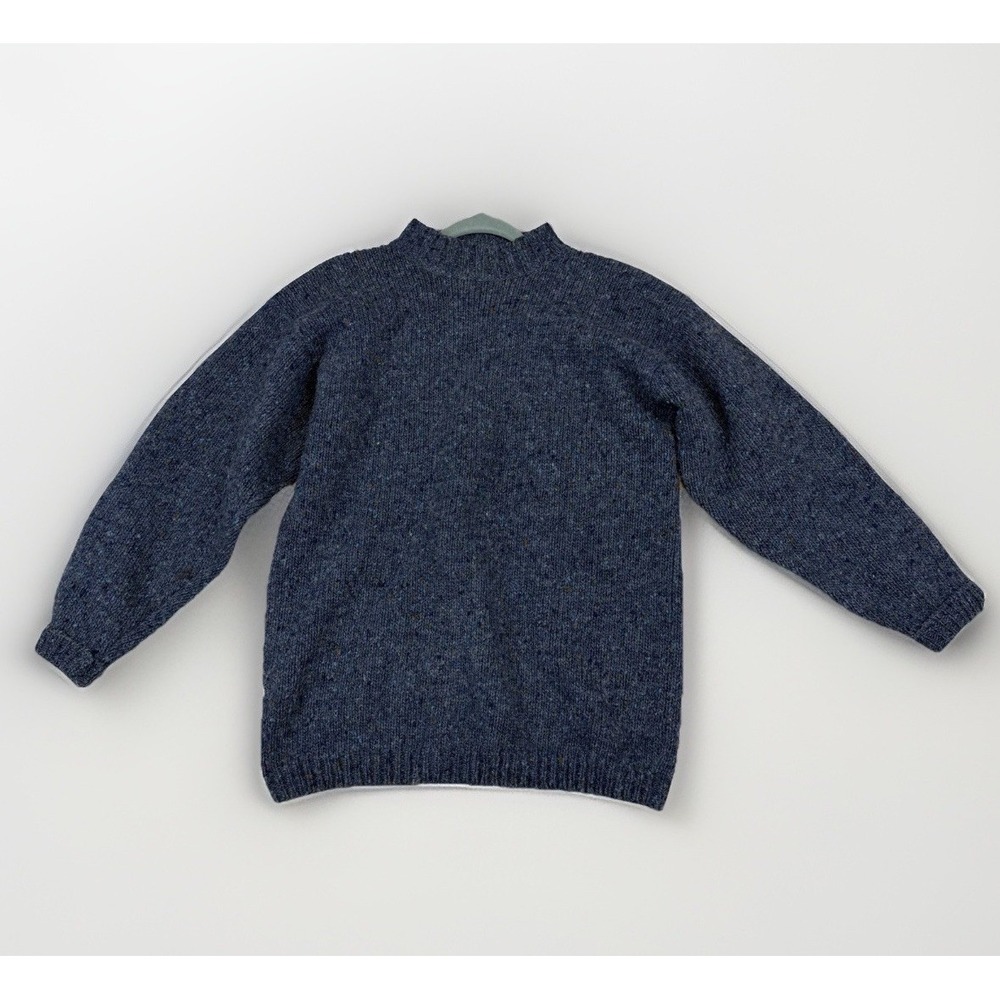 Vintage 80s White Wheeler & Martha Blue Wool Chunky Sweater Small